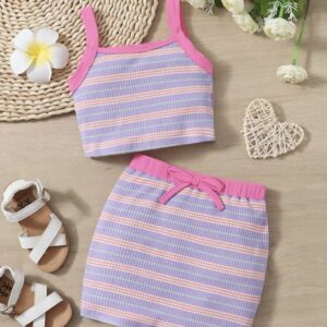 Mini paparazzi striped skirt set